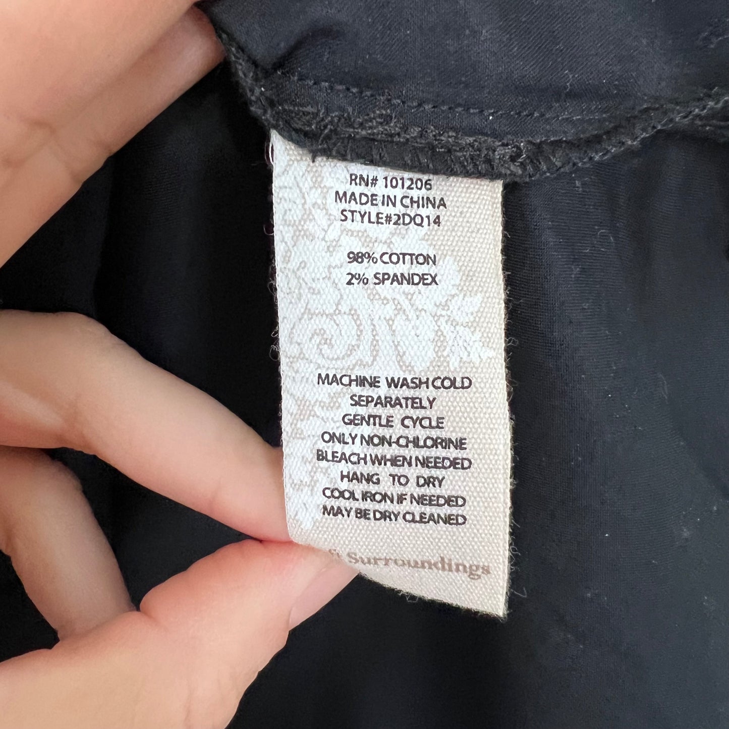 Soft Surroundings Black Popover Tunic Shirt NEW Size M 3/4 Sleeve Cotton