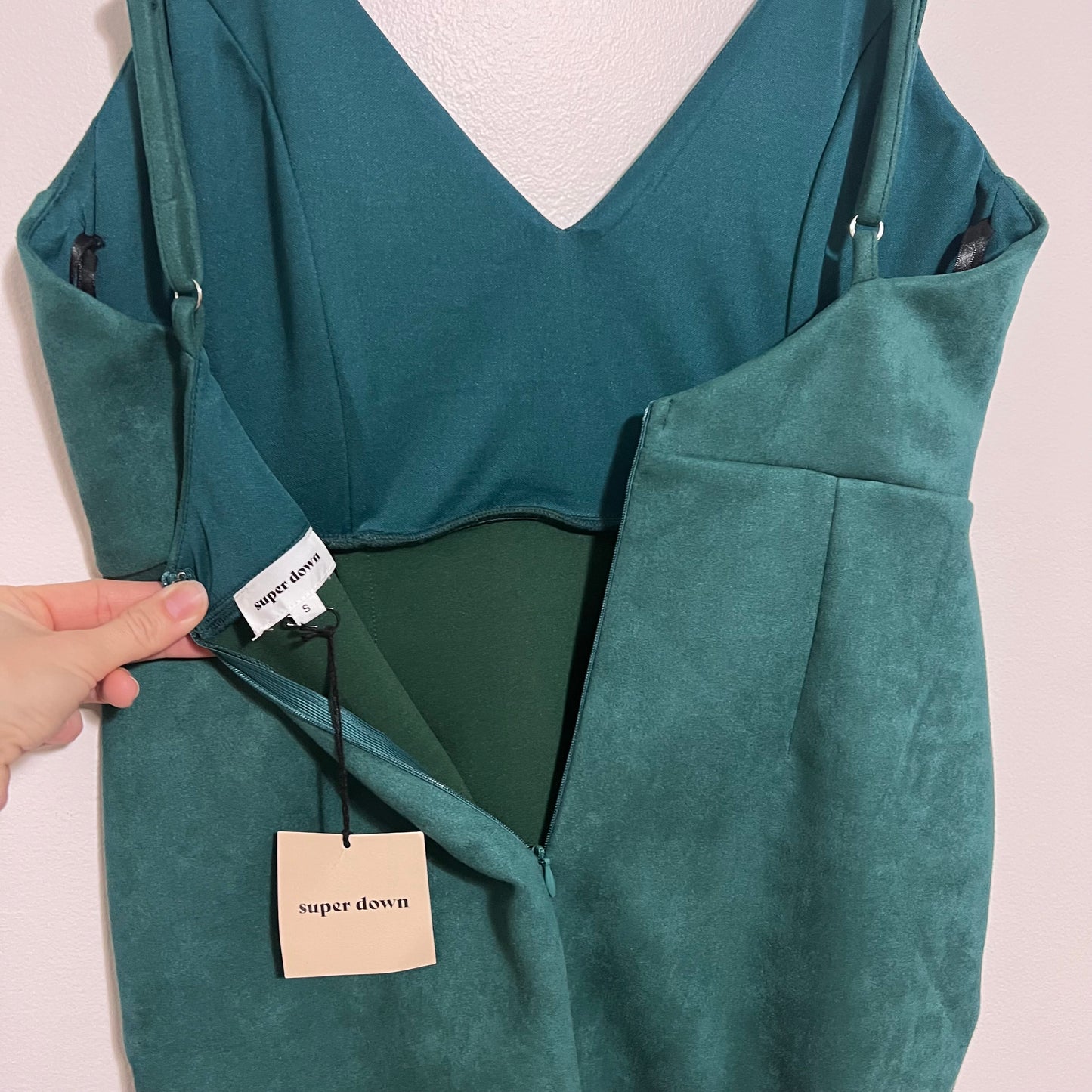 Revolve Superdown Carrie Faux Suede Mini Dress Green NEW Size Small