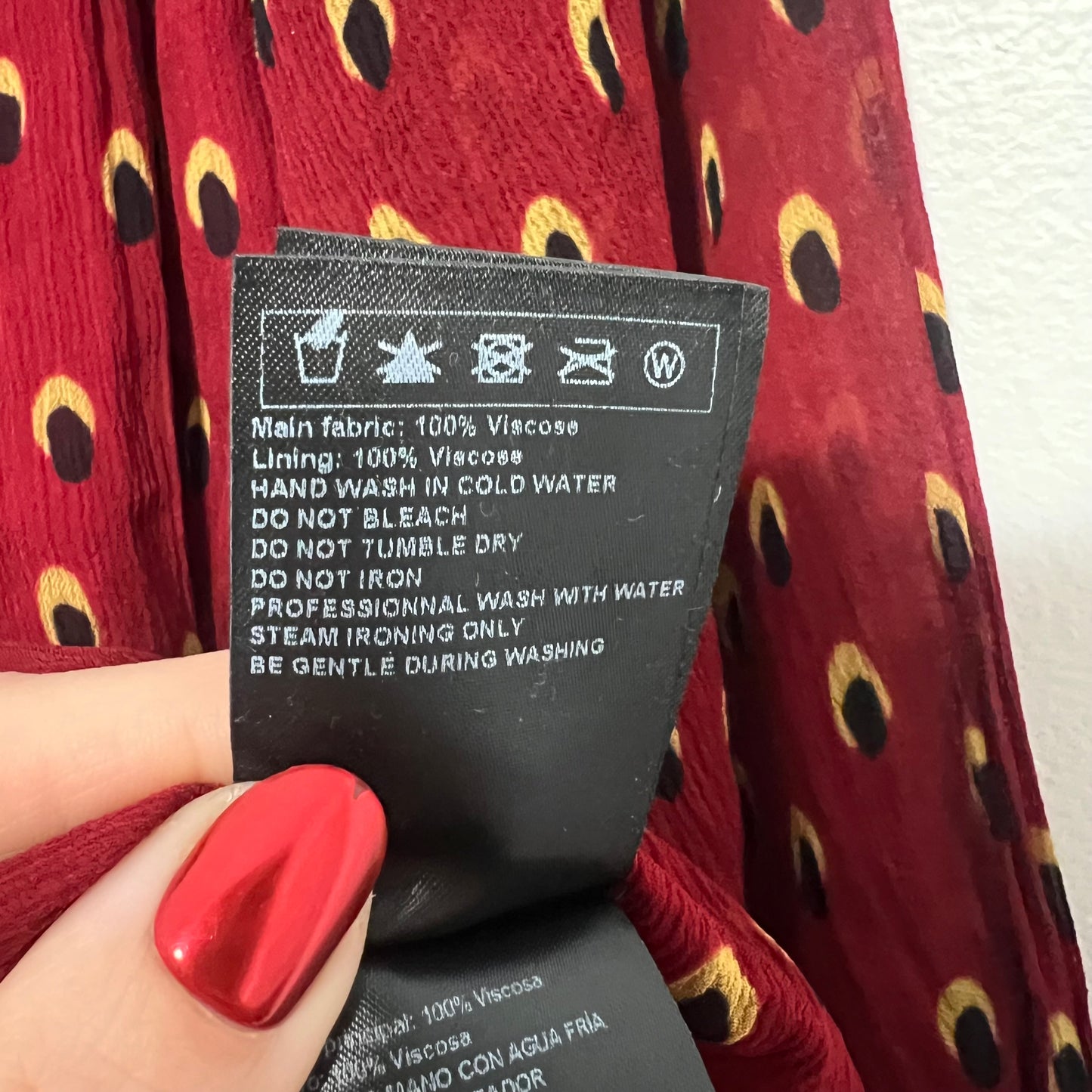 Ba&sh Boho Print Long Sleeve Chiffon Blouse Carmine Bird Shirt Top Sz 2 US 6