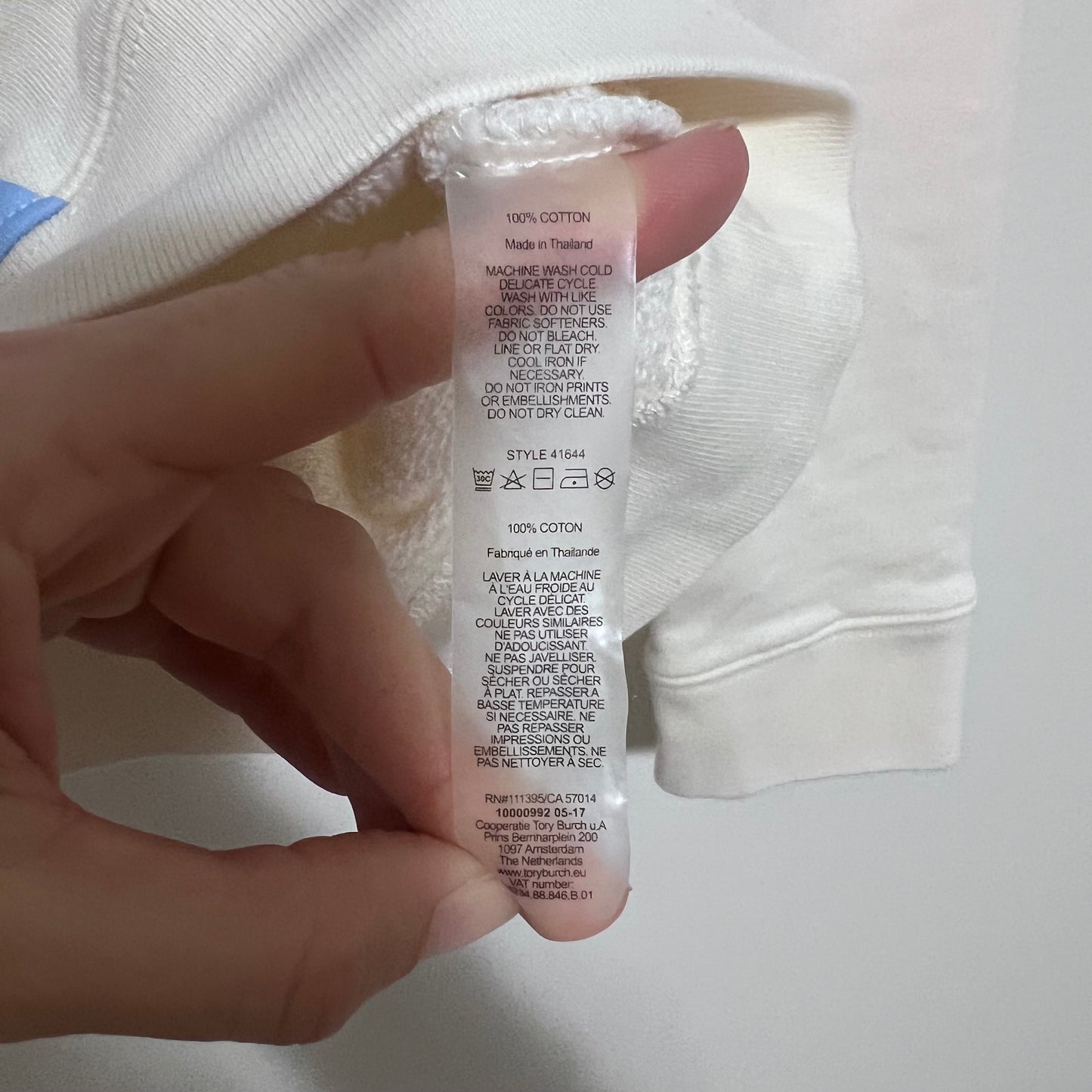 Tory Sport by Tory Burch Graphic French Terry Hoodie Sweatshirt Beige Size Small