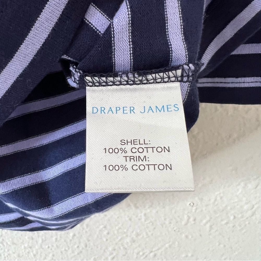 Draper James V-Neck Puff Sleeve Shirt in Nassau Navy Mariner Stripe Size XL