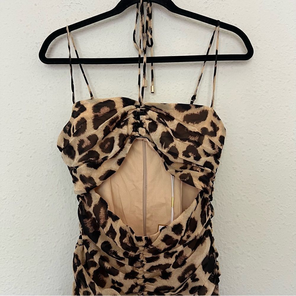 Runaway The Label Acadia Leopard Mini Dress NEW Size Small