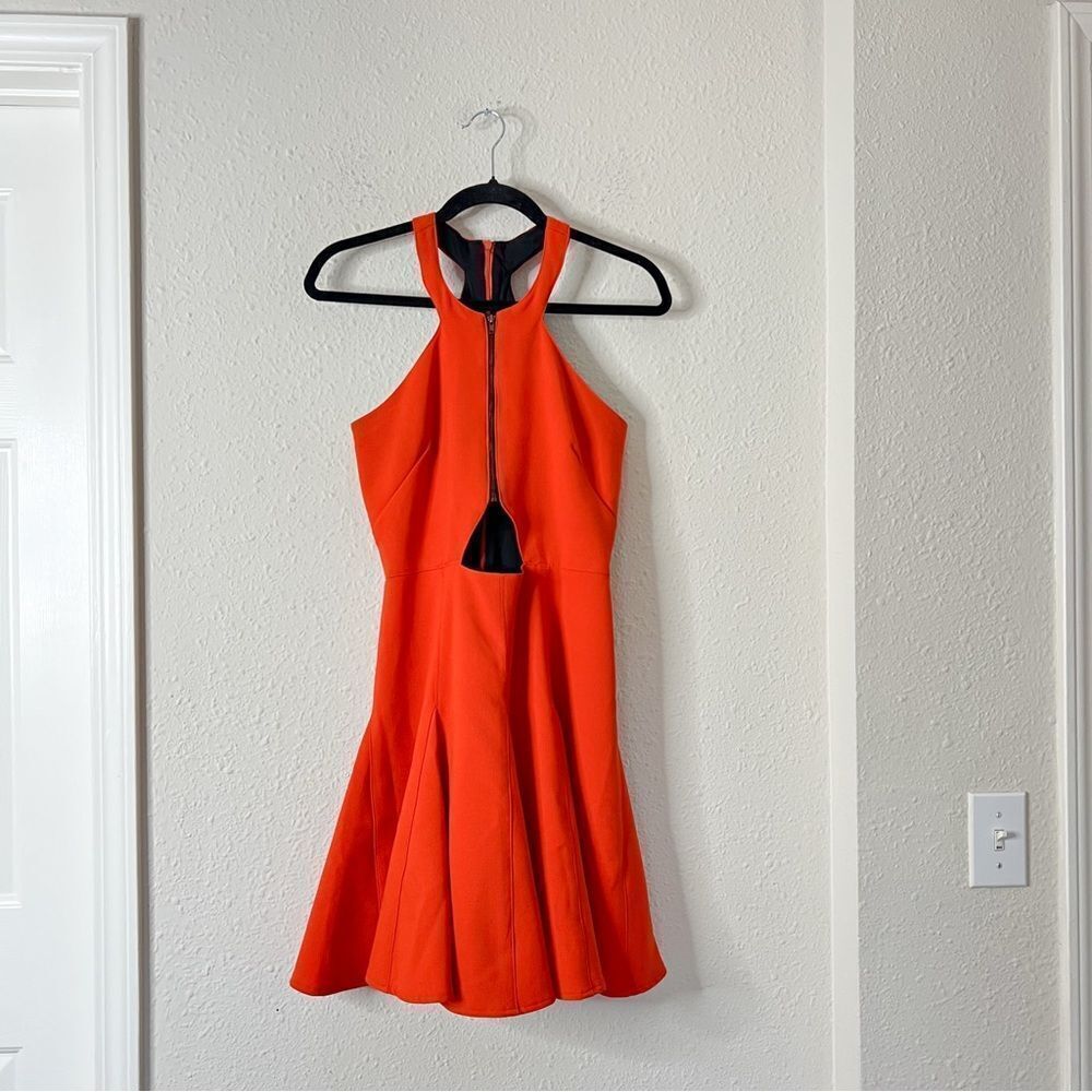 Hunter Bell Laurie Front Zip Cut Out Flare Mini Dress Size 6
