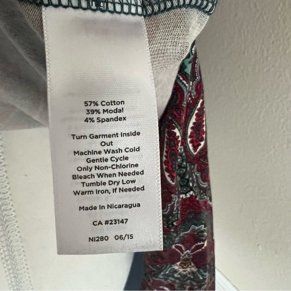 Talbots Faux Wrap Jewel Tone V-Neck Blouse Size Small Long Sleeve Paisley