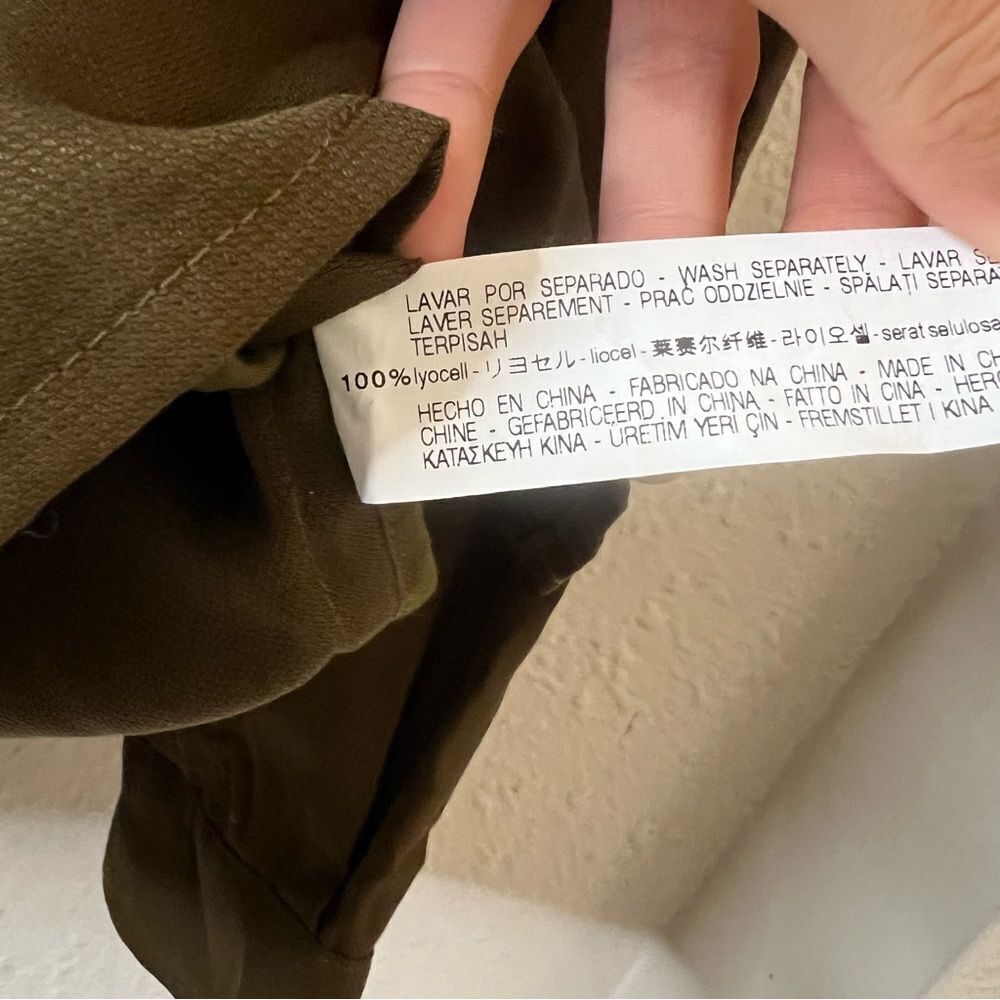 ZARA TRF OUTERWEAR Shacket Shirt Jacket Ruffle NEW Olive Green Size Large