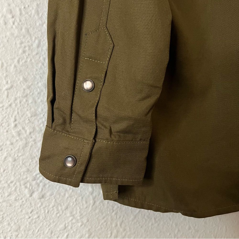ZARA TRF OUTERWEAR Shacket Shirt Jacket Ruffle NEW Olive Green Size Large