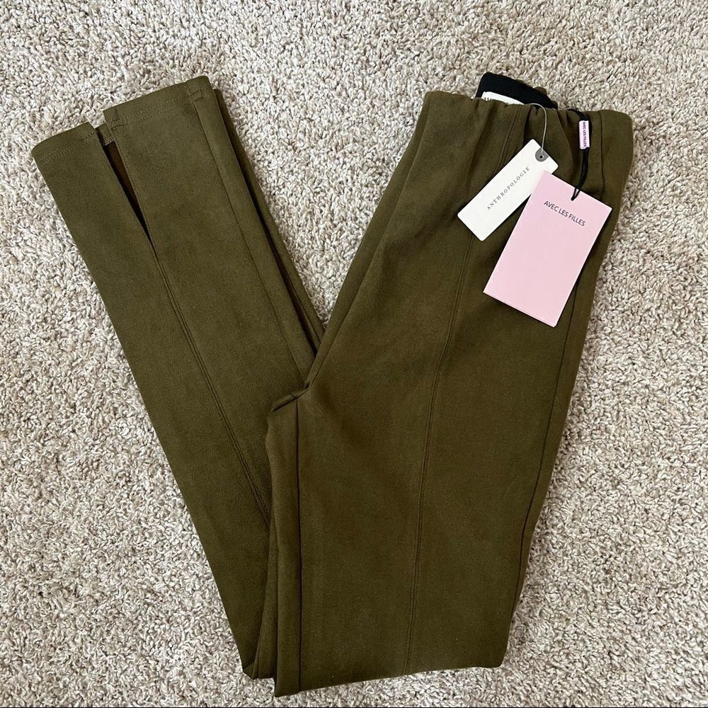 Anthropologie | Avec Les Filles Slit-Front Sueded Leggings Size XS