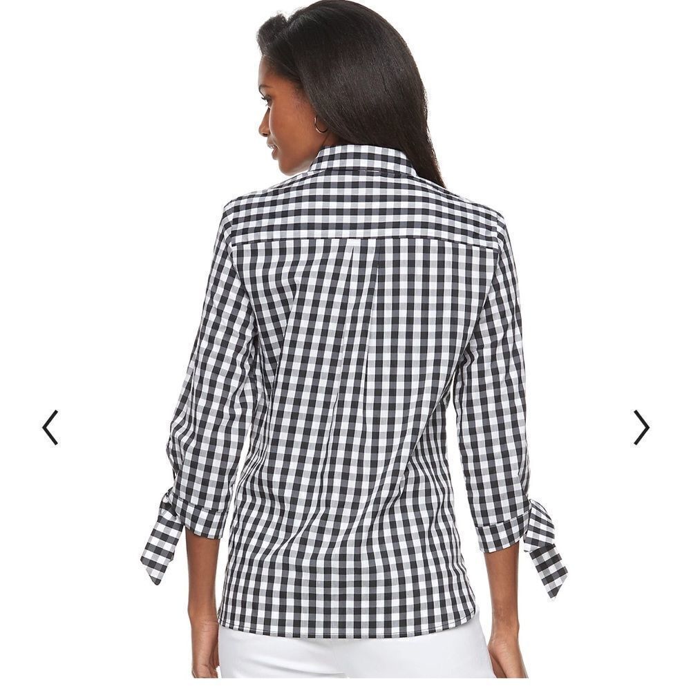 Croft & Barrow Embroidered Gingham Button Down Shirt
