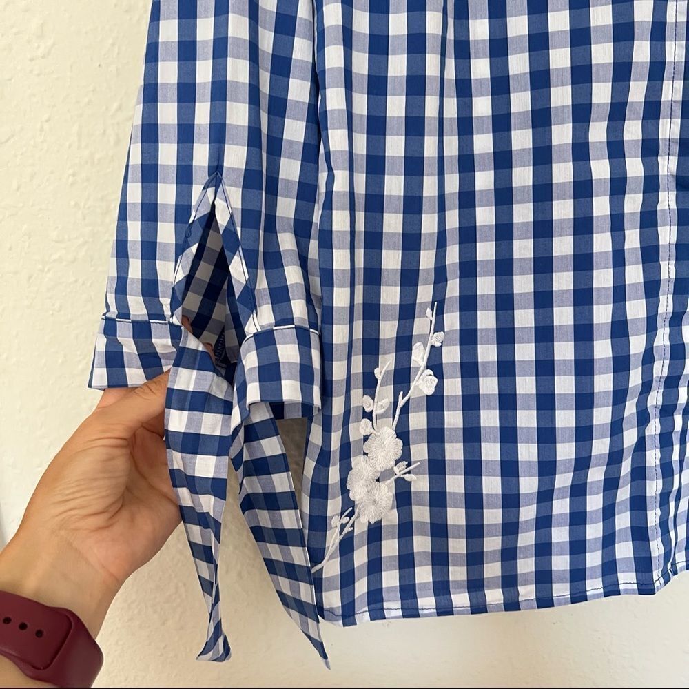 Croft & Barrow Embroidered Gingham Button Down Shirt