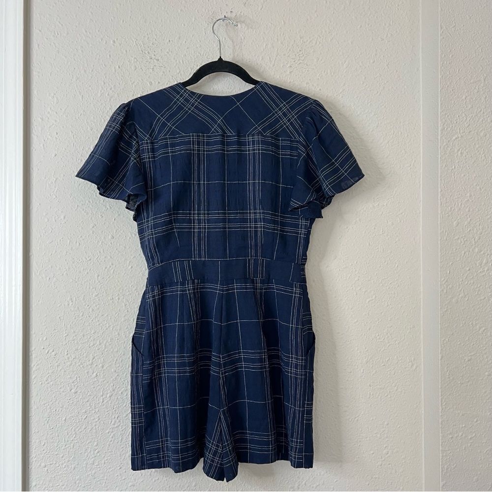 Anthropologie Greylin Misla Cotton Blend Wrap Plaid Romper Size Small