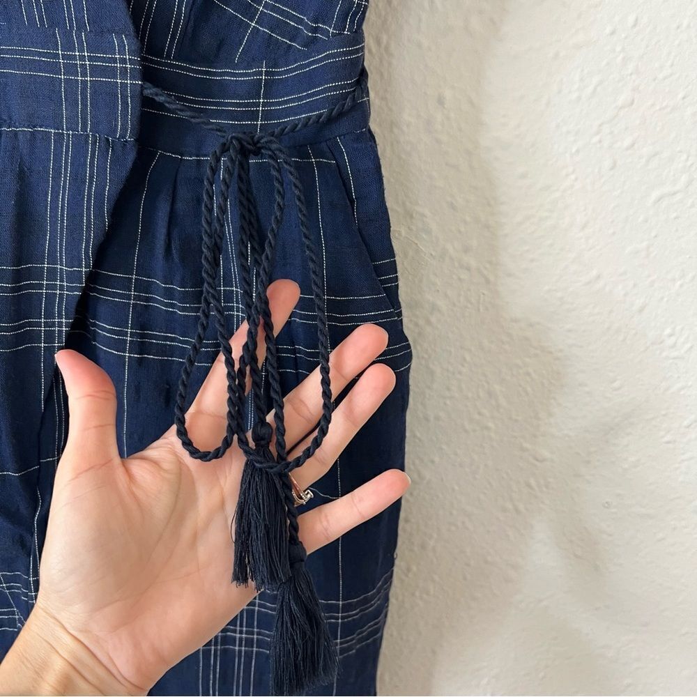Anthropologie Greylin Misla Cotton Blend Wrap Plaid Romper Size Small