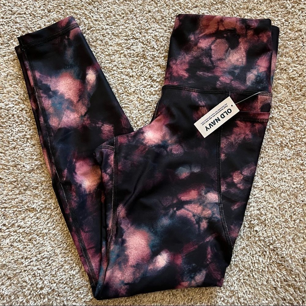 Old Navy High Waisted PowerSoft 7/8-Length Tie-Dye Side-Pocket Leggings Size S