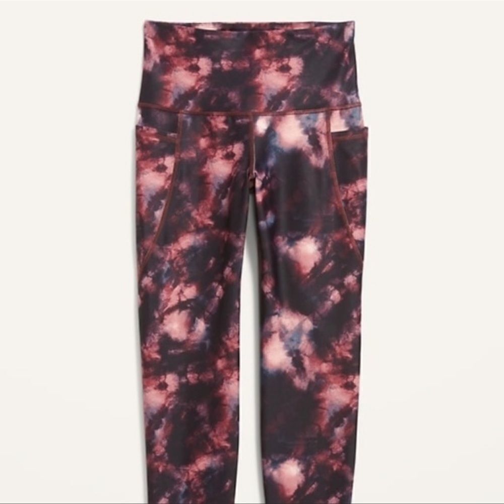 Old Navy High Waisted PowerSoft 7/8-Length Tie-Dye Side-Pocket Leggings Size S