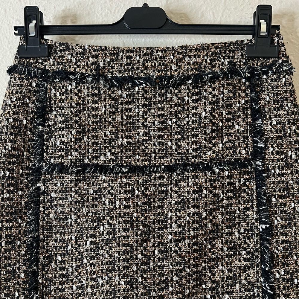 Tory Burch Tweed Mini Pencil Skirt Size 6 in Brown / Tan Wool Blend
