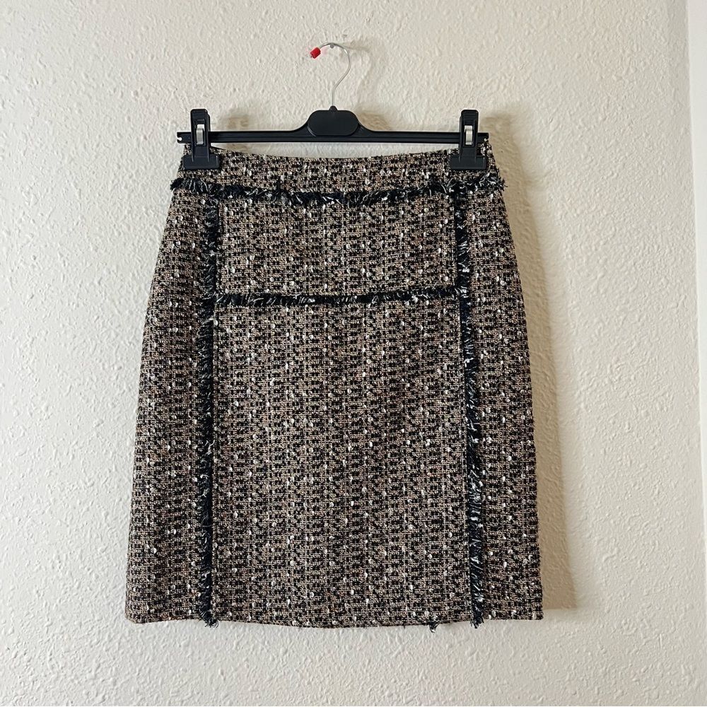 Tory Burch Tweed Mini Pencil Skirt Size 6 in Brown / Tan Wool Blend