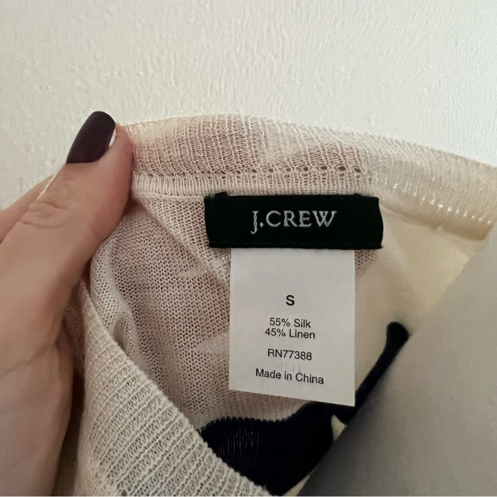 J. Crew Stripe Swingtime Silk Linen Blend Sweater Top Size Small Lightweight