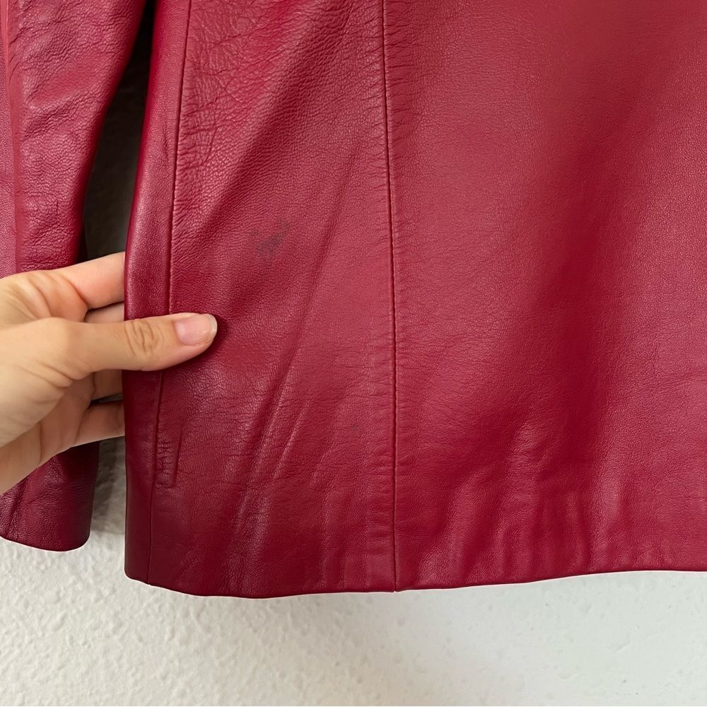 SIENA 100% Leather Red Blazer Jacket| Size 6