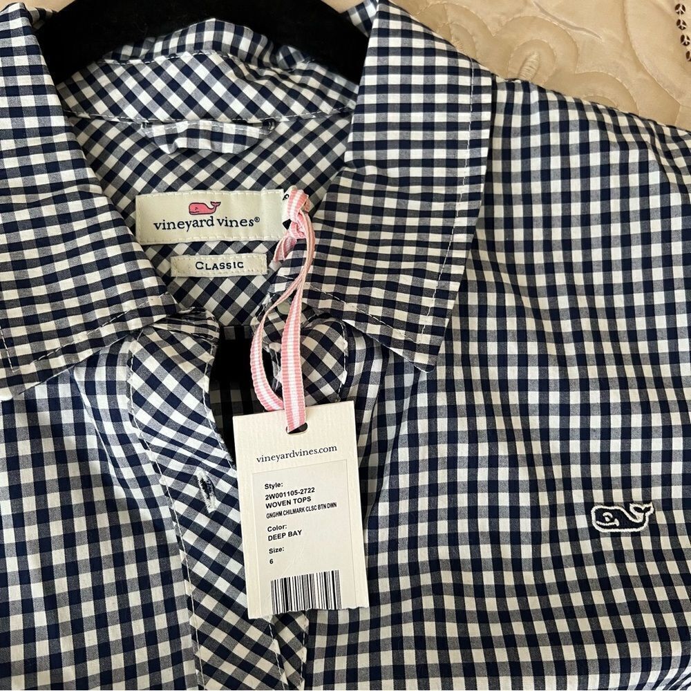 Vineyard Vines Gingham Chilmark Classic Button Down Shirt NEW Size 6