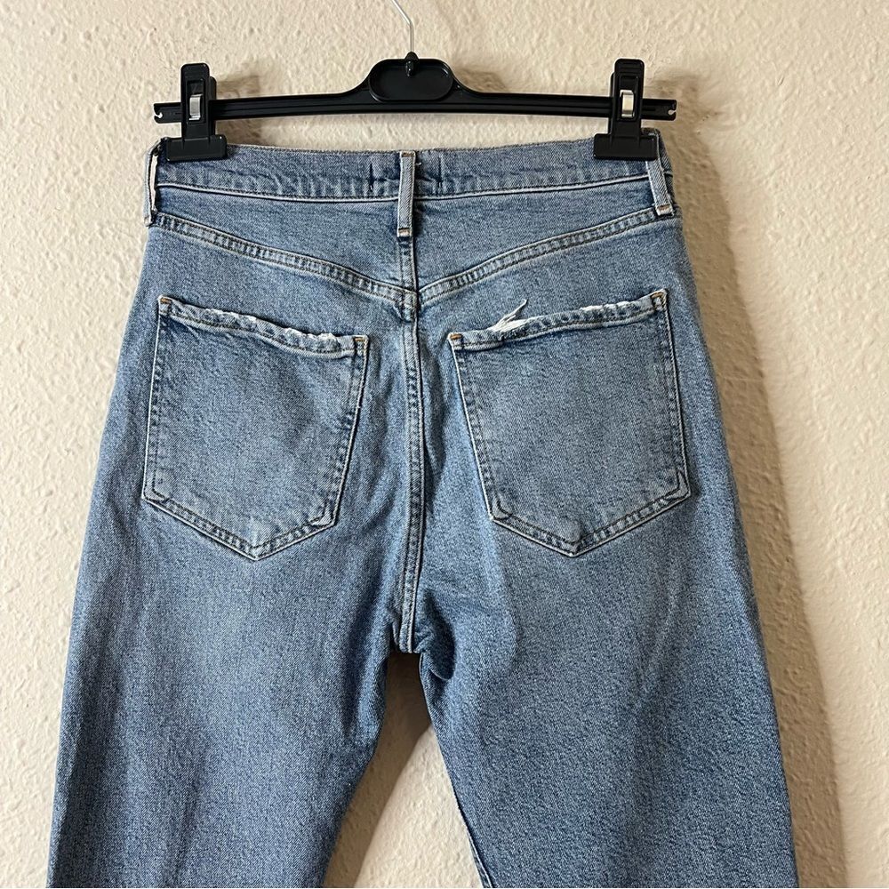 AGOLDE Riley High Rise Straight Crop Jeans Size 26 Medium Wash Distressed
