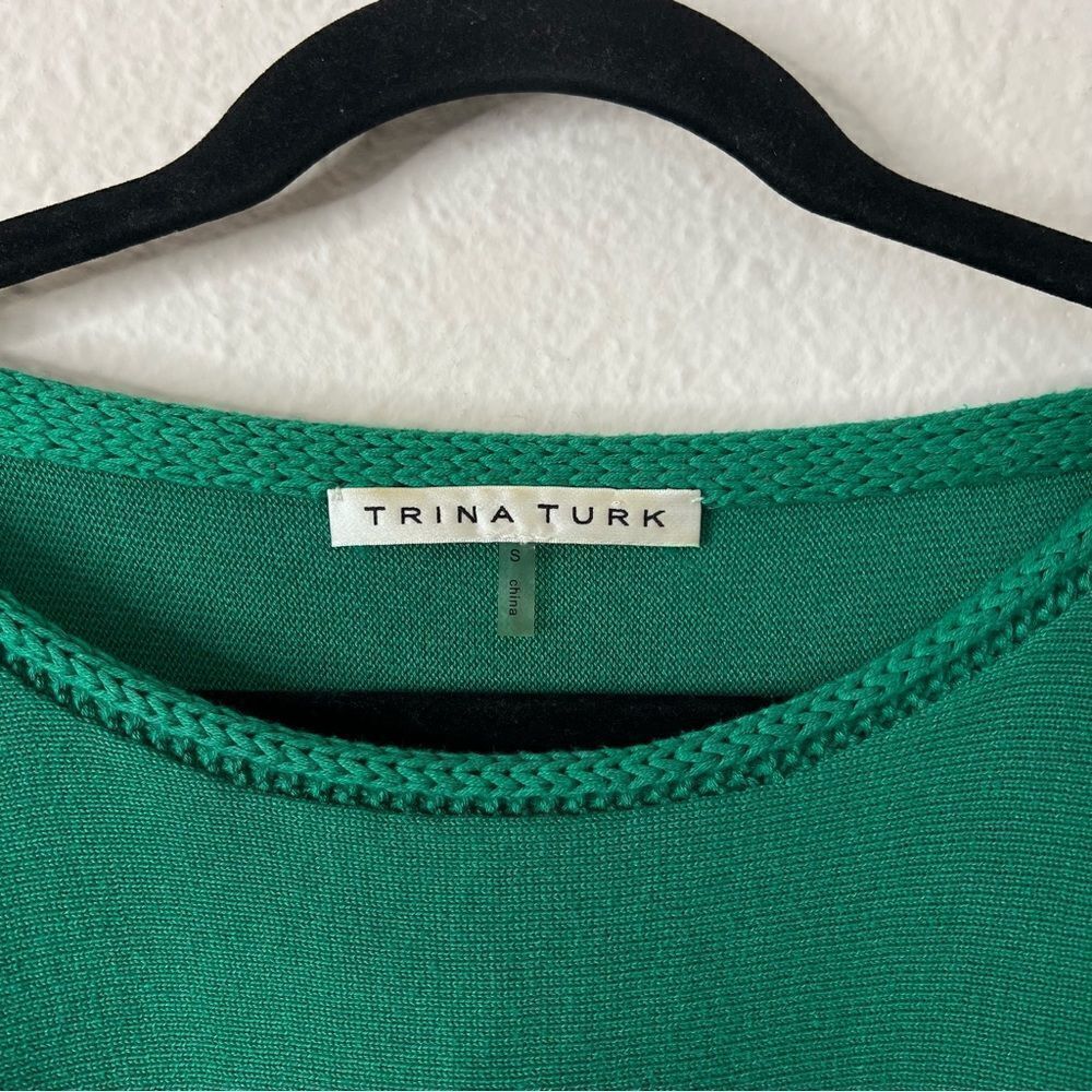 Trina Turk Cold Shoulder Short Sleeve Sweater in Green Size Small