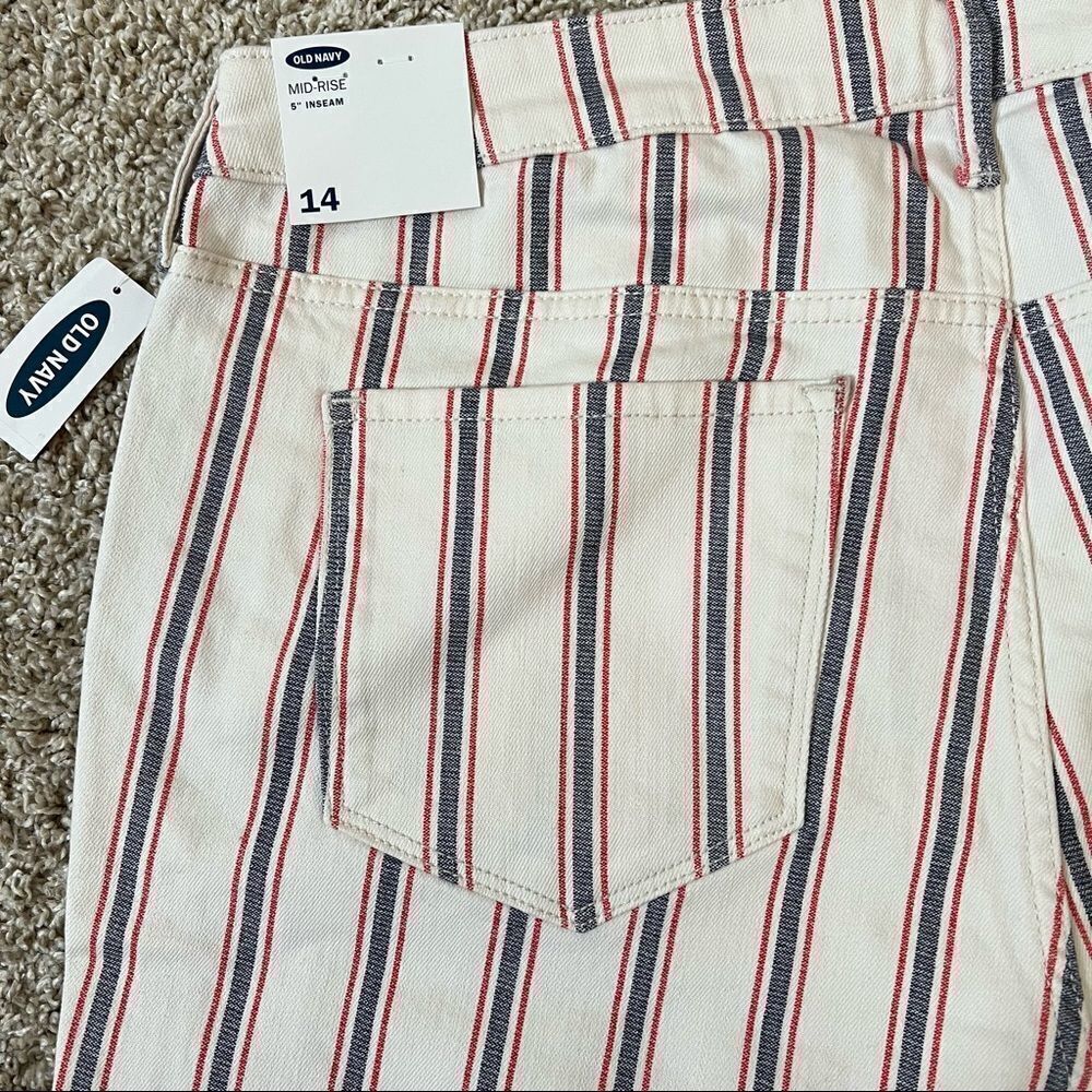 Old Navy Mid Rise Button-Fly Multi-Stripe Jean Shorts Size 14