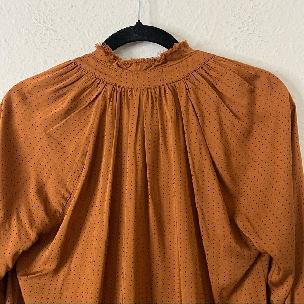 Cloth & Stone Ruffle Long Sleeve Blouse Size Small Dotted