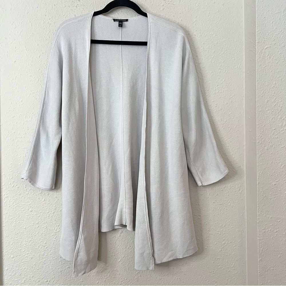 Eileen Fisher Silk Organic Cotton Cardigan Size Large Open Front