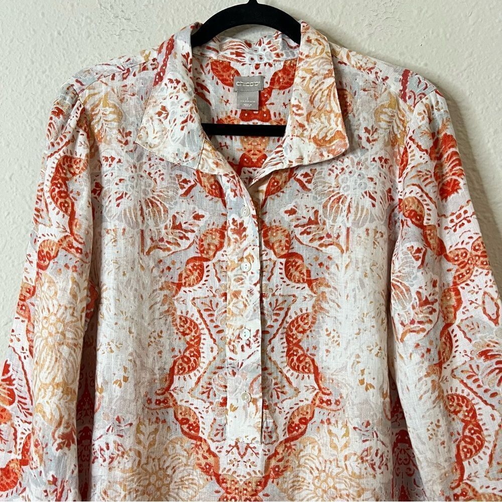 Chico’s Petite Medallion-Print Linen Tunic