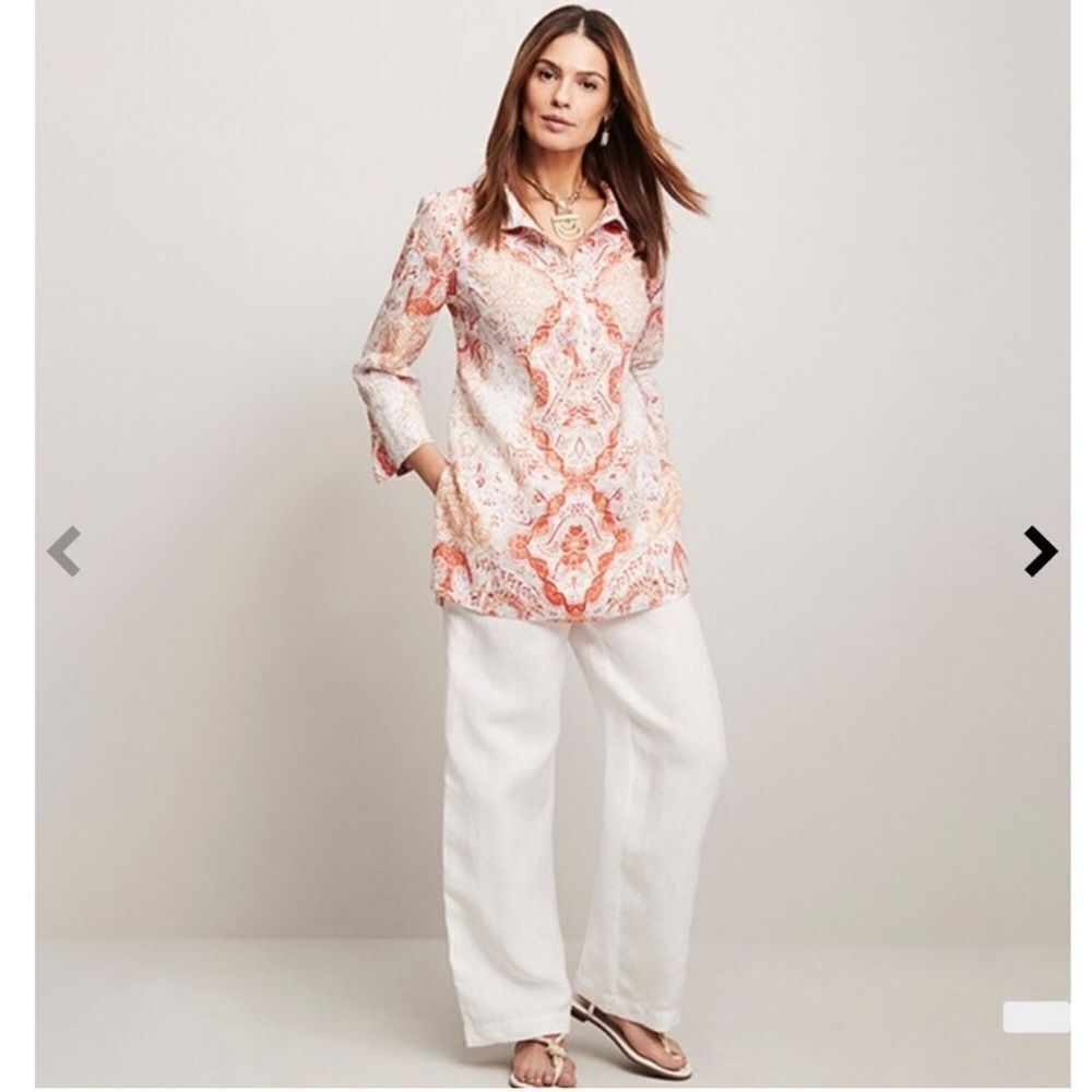 Chico’s Petite Medallion-Print Linen Tunic
