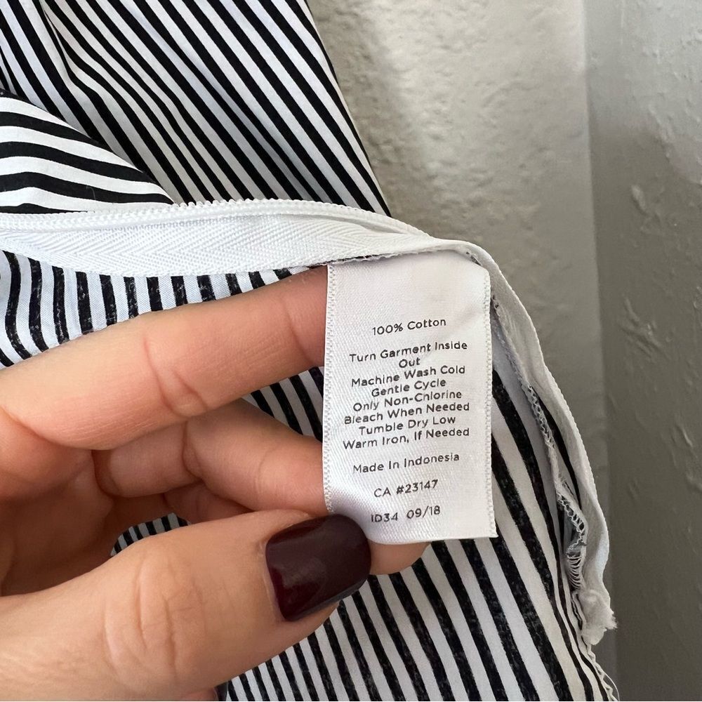 Talbots Black White Striped Long Sleeve Shirt Blouse Size Small