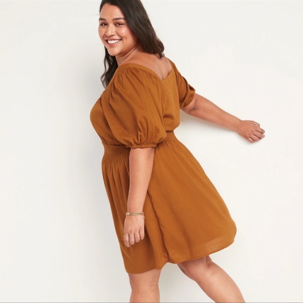 Old Navy Puff Sleeve Waist Defined Smock Flared Mini Dress Size S