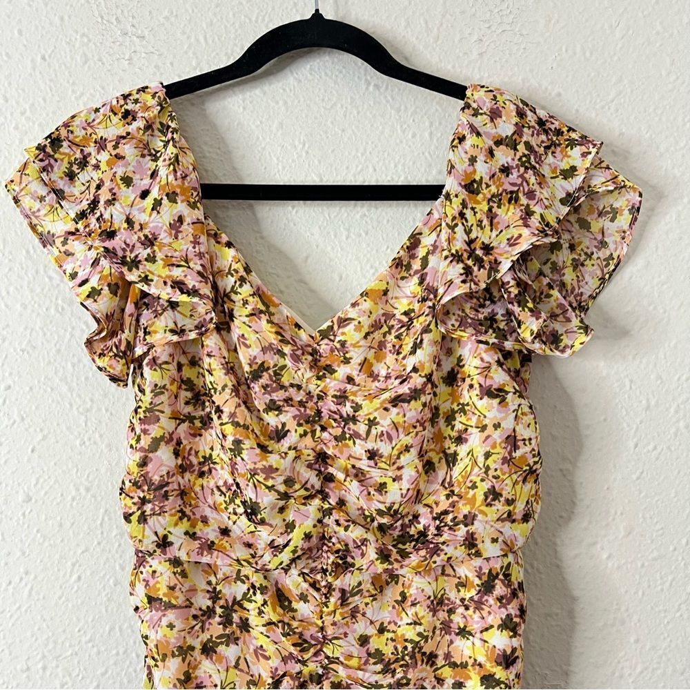 REVOLVE Astr The Label Mini Dress Shirred Flutter Floral Feminine Size Medium
