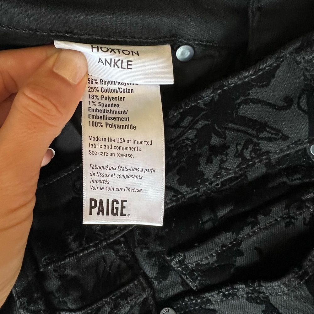 Paige Hoxton Floral Ankle Black Pants Size 26