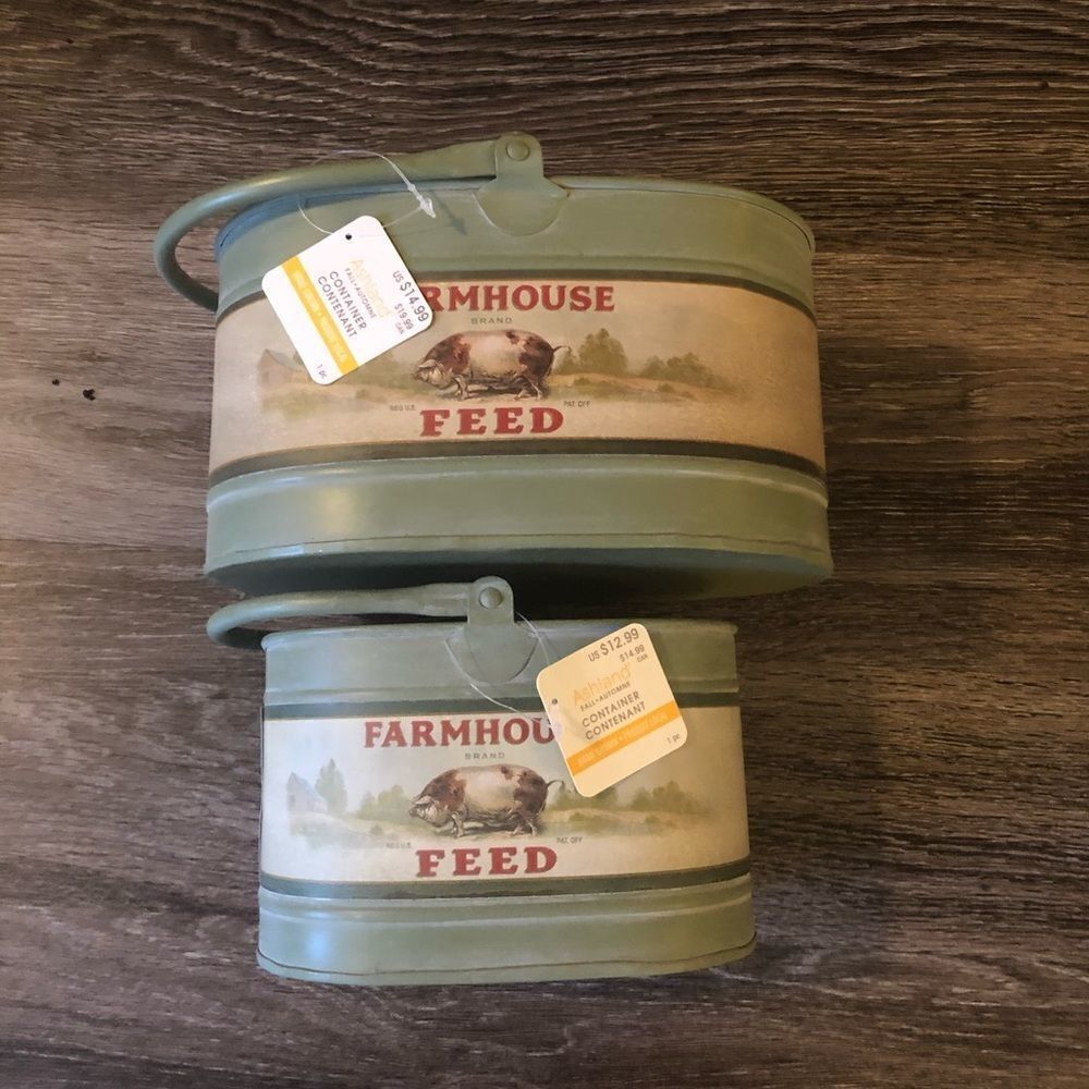 NWT Set of 2 Farm House Container Fall Decor