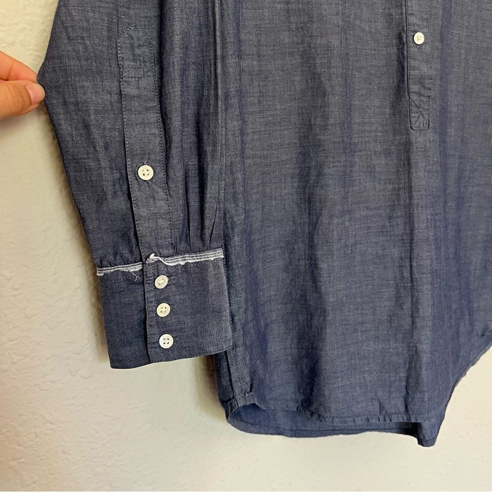 J. Crew Chambray Convertible Sleeve Cotton Half Button Down Shirt Size Small