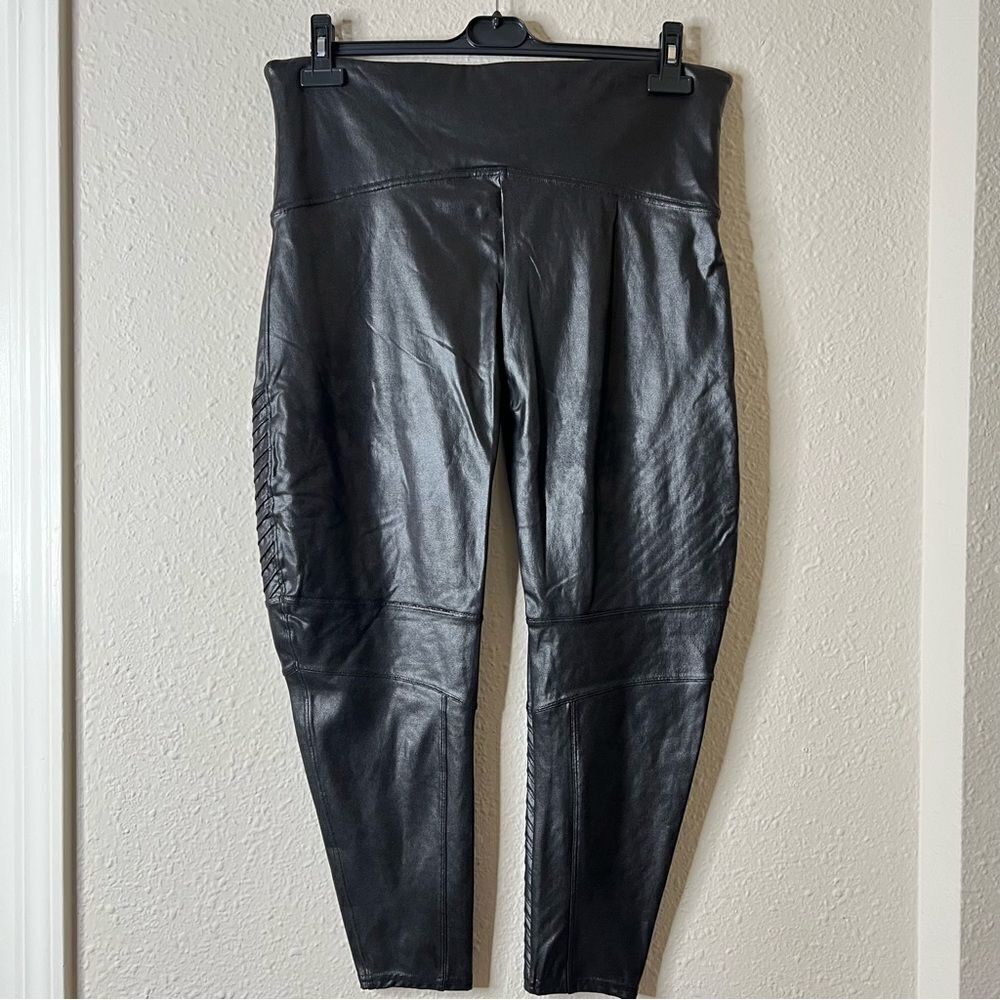SPANX Faux Leather Moto Leggings Black NEW Plus Size 3X Petite