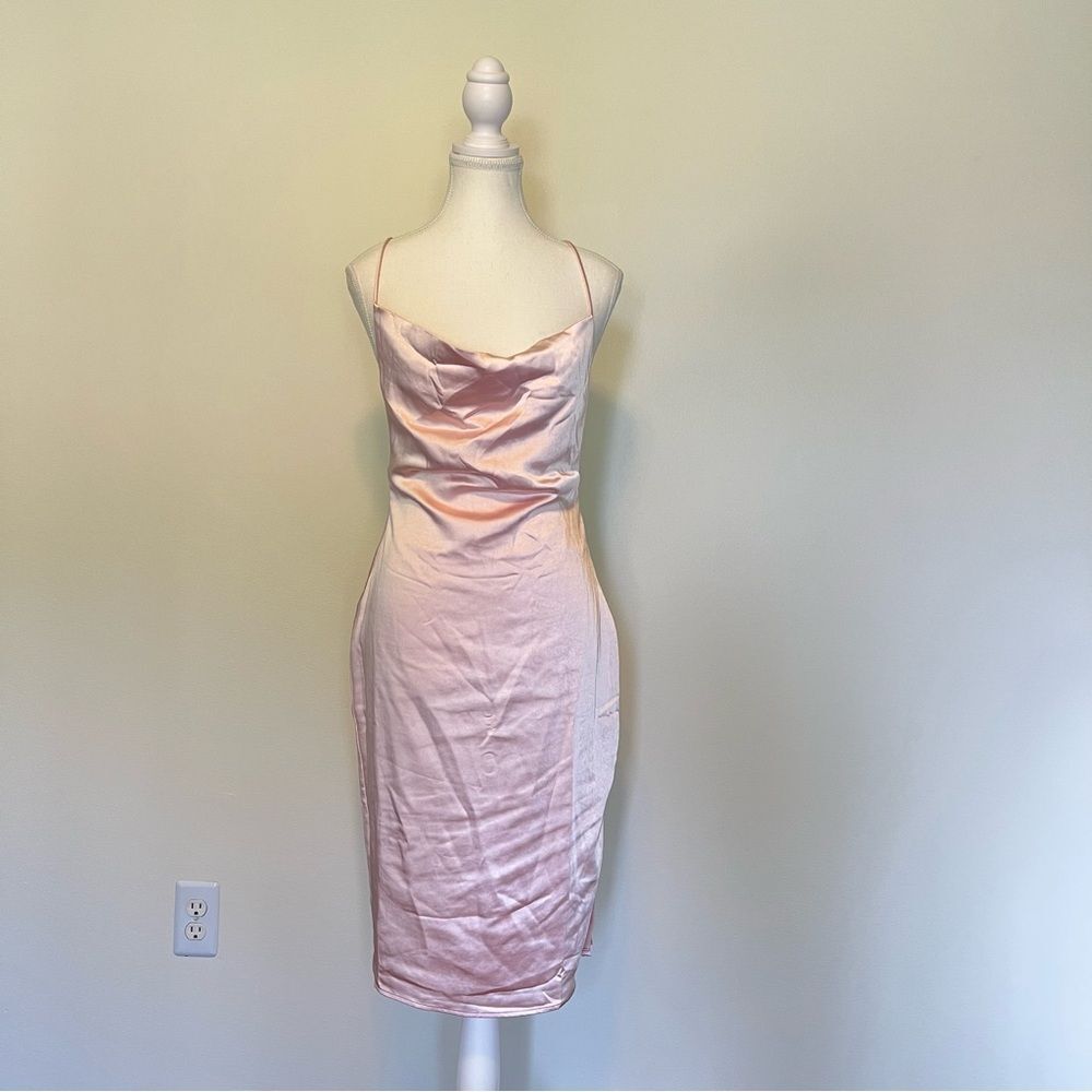 Revolve Superdown Billie Drape Midi Dress in Blush NEW Size Small