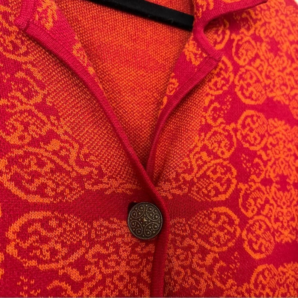Chico's Wool Blend Knit Blazer Printed Cardigan Size 1