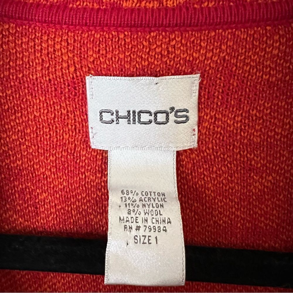Chico's Wool Blend Knit Blazer Printed Cardigan Size 1