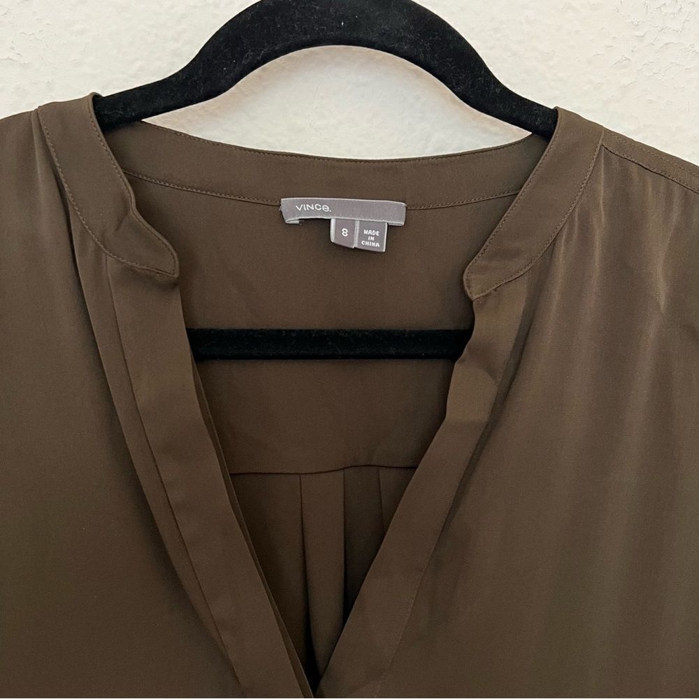 Vince Half Placket Silk Tunic Blouse Size 8