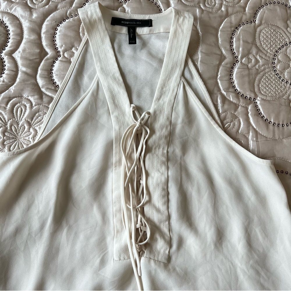 BCBGMaxazria Lace Up Tank Top Sleeveless Blouse Size XXS