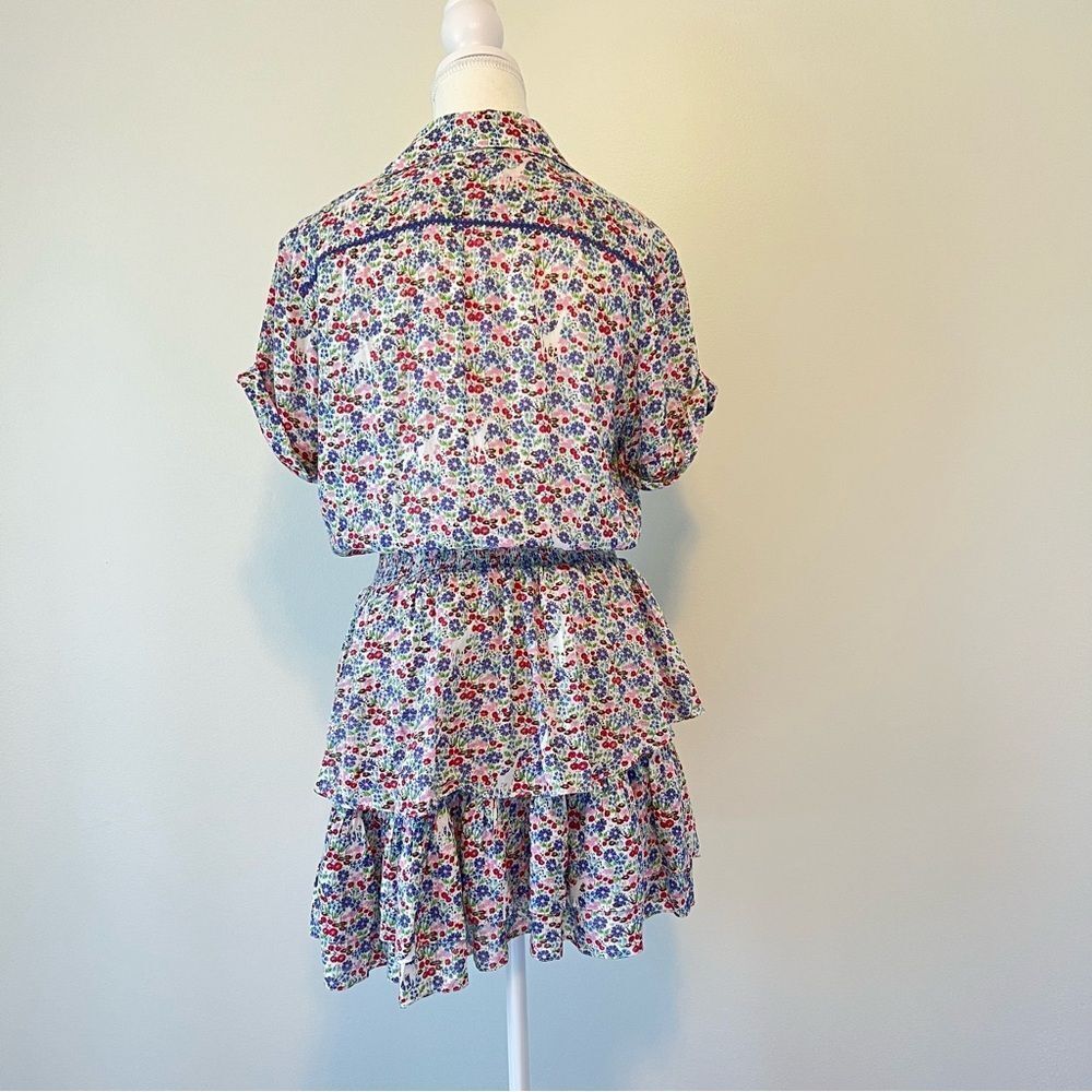 Poupette St Barth Branda Floral Tiered Shirt Mini Dress Size Medium