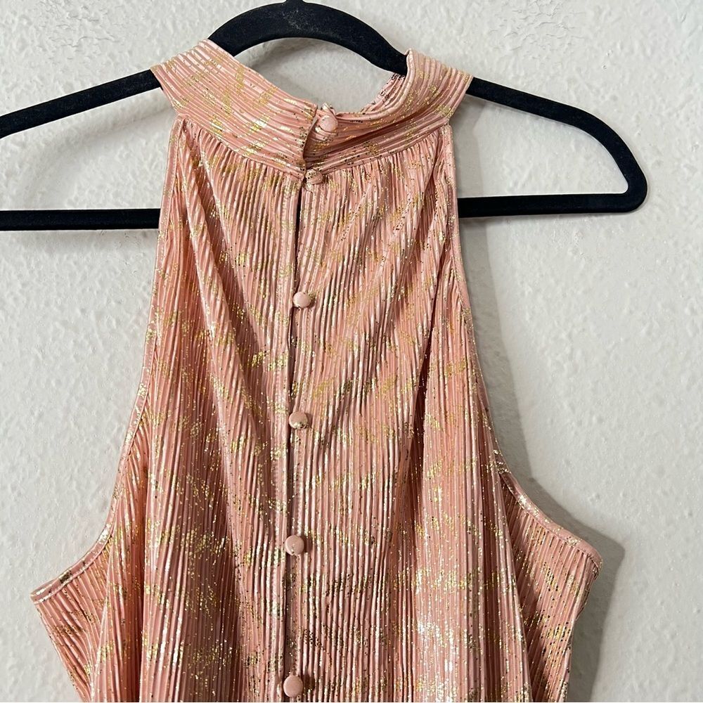 Anthropologie Vickie Pink Metallic Halter Top NEW Size XL