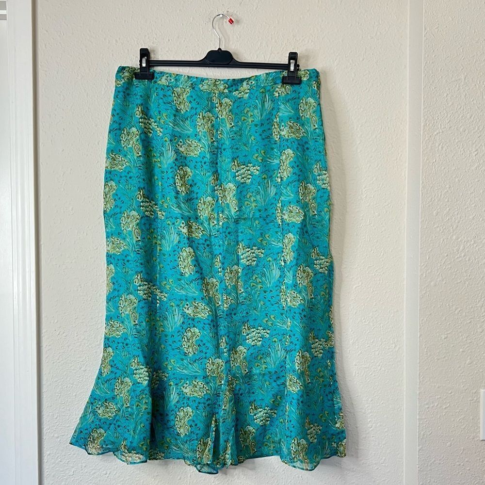 Terry Lewis Floral 100% Silk Top Skirt Set NEW Size 2X