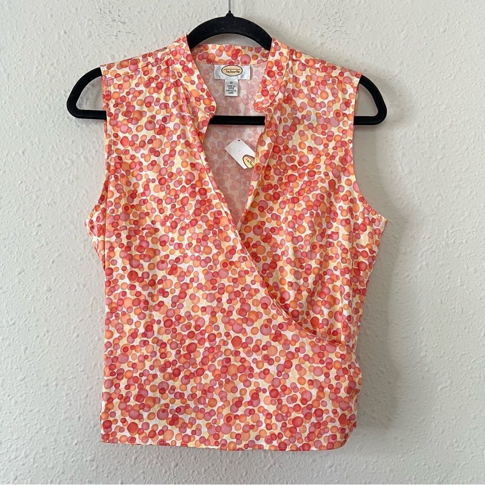 Talbots Sleeveless Wrap Blouse Shirt Top Cotton Size 10