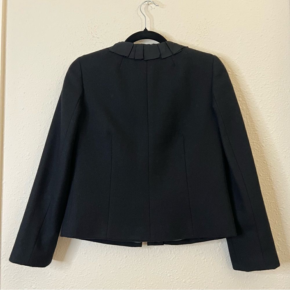 J. Crew 100% Wool Ruffle Black Jacket Size 2