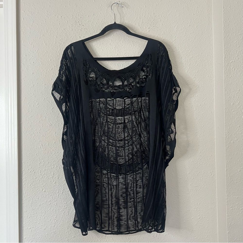 Black Lace Swim Cover Up Poncho