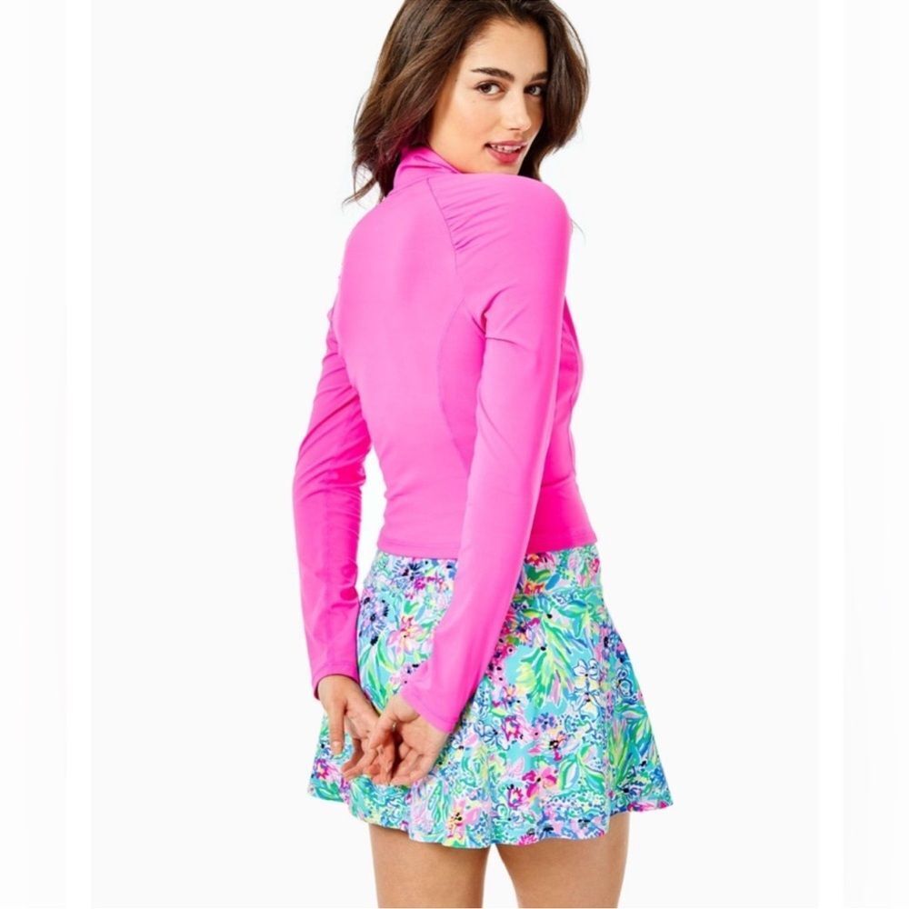 Lilly Pulitzer Luxletic Justine Top Half Zip Cropped Size M UPF 50+ Long Sleeve