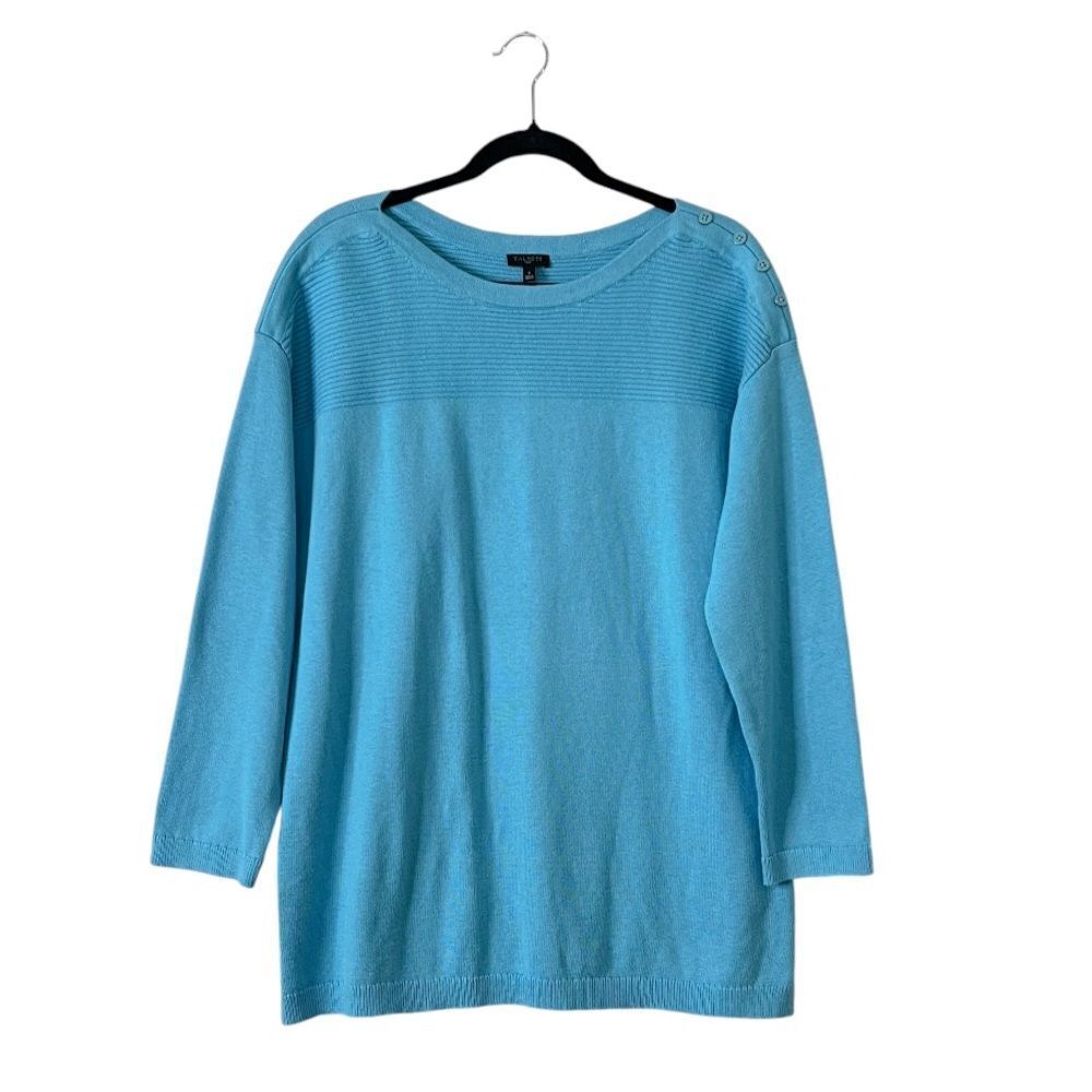 Talbots Boat Neck Sweater in Blue Size X Cotton Blend