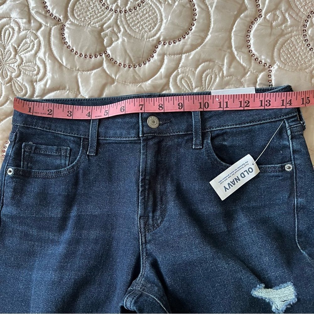 Old Navy Mid-Rise Rockstar Super-Skinny Distressed Dark Wash Jeans NEW Size 4